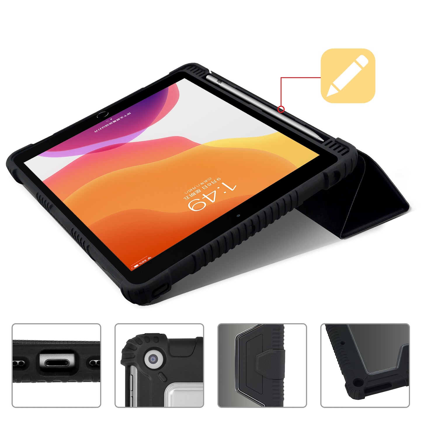 Techprotectus-Smart Protective iPad Folio case for iPad 10.2 inch (9th, 8th / 7th Generatio